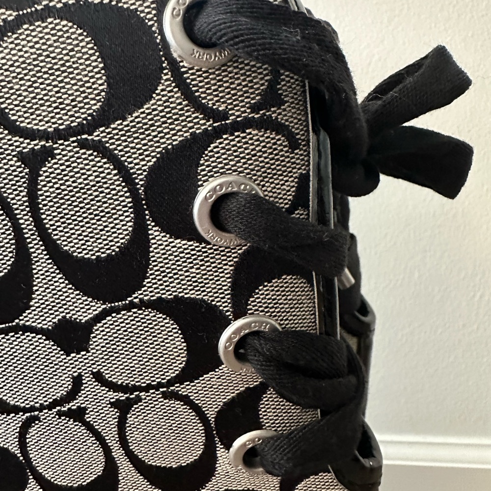 Coach Black & Grey Signature Logo Knee-High Boots - Picture 7 of 13